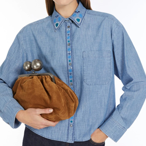 Camisa de Mezclilla Selvage de Lujo para Hombre - Camisa de Mezclilla Cruda de Alta Gama con Costuras en Contraste y Botones Metálicos - Product Image 4
