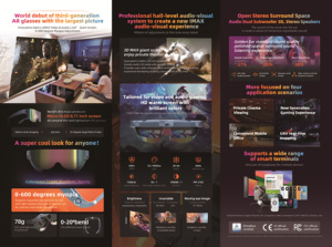 แว่นตาอัจฉริยะ AR ความละเอียด 1920*1080 รองรับวิดีโอ 4K แว่นตา <span class=keywords><strong>VR</strong></span>/AR และอุปกรณ์เสริมความจริงเสมือน แว่นตา AR พร้อมจอแสดงผลแบบ Dual MicroLED - Product Image 2