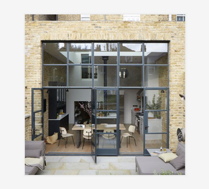 Modern Iron American Building Supply Double Exterior French Entry Decorative Steel Doors Factory Sliding Folding <b>Matte</b> - Product Image 4