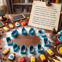 Ensemble de moules à biscuits et pâte à modeler en plastique moulé par injection, thème rentrée scolaire, avec glaçage royal pour la pâtisserie des enfants