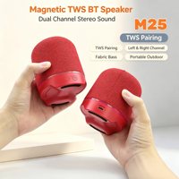 Haut-parleur portable magnétique TWS 2-en-1 en tissu pour extérieur, stéréo double canal, mini subwoofer pour fêtes et réunions