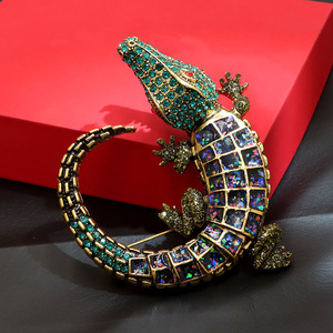 YB-58 Cổ Điển Quần Áo Đồ Trang Sức Hợp Kim Kim Cương Pha Lê Rhinestone Kích Thước Lớn Men Động Vật Cá Sấu Trâm - Product Image 3