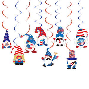 Decoraciones para la fiesta del Día de la Independencia de EE. UU., adornos colgantes en espiral, colgante de muñeca sin rostro de papel, fácil de montar, de 8 a 13 años - Product Image 4