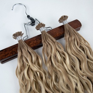 Extensioni di Capelli Umani 100% Remy Vergini, Cheratina Grezza, Ondulate, con Punta Piatta e a <span class=keywords><strong>K</strong></span>, Doppia Trama, Alta Qualità - Product Image 1