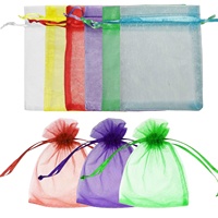 Pochettes à bijoux en organza blanc, lot de 100 sacs cadeaux à cordon, sacs d'emballage rectangulaires pour les faveurs de mariage