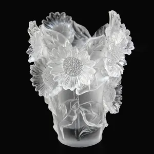 Vaso de Girassol branco Queimador de Incenso Artesanato Folk Art Home Decoração Embalagem de Presente 19*19 Fengming * 22cm Construção Aceitável Liuli vidro,