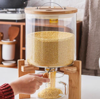 Distributeur de riz 5/8 L pour l'organisation de la cuisine et du garde-manger, distributeur de céréales en verre avec couvercle hermétique