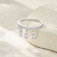 Bague Couronne Goutte d'Eau en Argent S925 et Moissanite avec Placage Or Blanc 18K, Design Minimaliste et Luxueux, Empilable, pour Femme, Alliance de Mariage
