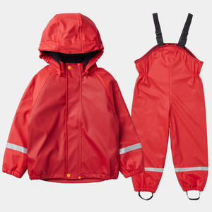 Ensemble imperméable unisexe pour enfants, veste et pantalon de pluie, vêtements écologiques en PU, pour les activités de plein air, les jeux de sable, imperméables et chauds - Product Image 3