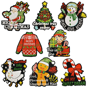 Custom Christmas Embroidery Patch Iron on Chenille Santa Claus Snowman Tree <strong>Grinch</strong> Gingerbread Holiday Applique <strong>Clothing</strong> - Product Image 1