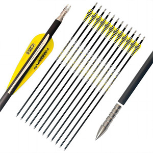 Flèches en carbone pur Archery Versus 23, tiges de 8 mm de diamètre intérieur, rectitude de 0,001 pour tir à l'<span class=keywords><strong>arc</strong></span> à l'<span class=keywords><strong>arc</strong></span> composé, flèches de tir sur <span class=keywords><strong>cible</strong></span> - Product Image 1