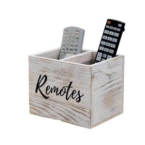 Caja de almacenamiento de madera para control remoto, organizadores rectangulares grabados de 14cm para escritorio de sala de estar - Product Image 5