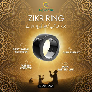 Bague de comptage Tasbih islamique en acier inoxydable Equantu SQ668 2026 avec écran OLED, chargement magnétique et étanche – Bague Zikr - Product Image 1
