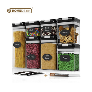 Customizable 7 Pieces Airtight Hermetic Storage Containers Set Dry Goods Pantry Organization Plastic Clear Kitchen Food Box