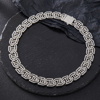 Collar de Cadena Cubana Geométrica Plateada con Incrustaciones de Diamantes de Imitación, Joyería Hip Hop de Aleación de Zinc para Hombres, Mujeres y Raperos en Fiestas