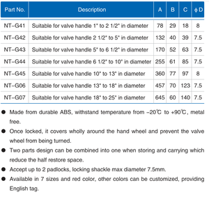 NT-G07 18 "25" (457 मिमी-635 मिमी) लाल पॉलीप्रोपाइलीन सुरक्षा मानक गेट वाल्व लॉकआउट 4 छेद कुंजी संचालित किया - Product Image 6