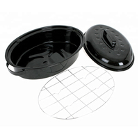 D'ustensiles en porcelaine pour barbecue, en céramique, rôtissoire ovale, pour poulet, dinde, à rainure, poêle, fond de cuisson, 2 pièces