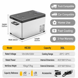 Compresseur électrique pour réfrigérateur de voiture -4 ℉ ~68 ℉ Réfrigérateur portable 12/24V DC 100-240V AC, Congélateur portable pour le camping - Product Image 6