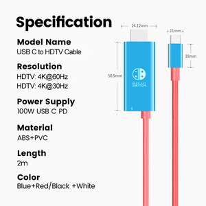 <span class=keywords><strong>Cable</strong></span> de Carga Rápida USB C Tipo-C a PD de Alta Calidad, <span class=keywords><strong>Cable</strong></span> HDTV 4K30Hz para Switch, Laptop y Teléfono Móvil - Product Image 6