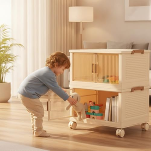 Household Snack Storage Cabinets Free of Installation Clothes Folding Closet Multi-layer <b>Plastic</b> Storage Cabinets - Product Image 4