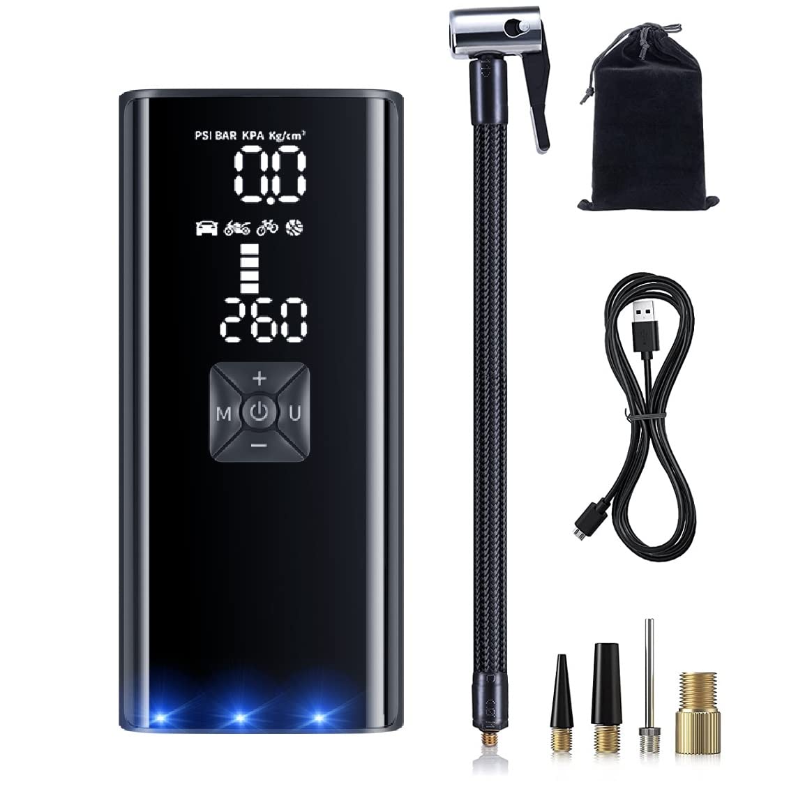 2023 Многофункциональный беспроводной умный автомобильный воздушный насос с аварийным красным и синим светом может быть внешним аккумулятором для автомобиля мотоцикла велосипеда