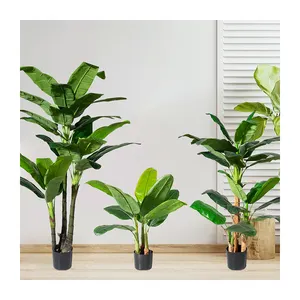 PZ-4-87/PZ-4-88/PZ-4-89 Factory Direct Faux Large Banana Leaf Tree With Plastic Pot Artificial Greenery Tropical Tree