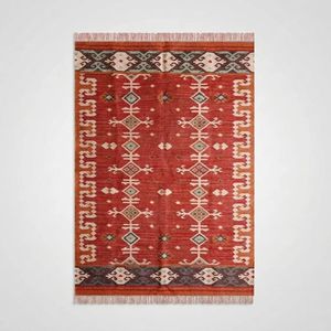 Red Aztec Style Handmade Carpet Southwestern Area Rug for Bedroom Living Room Hallway Custom Size Decorative Floor Covering - Product Image 1