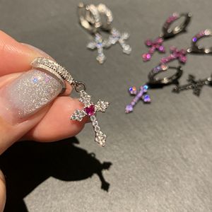 Pendientes de Plata de Ley S925 con Cruz, Diseño de Alta Gama, con Diamantes, Estilo Moderno y Personalidad - Product Image 1