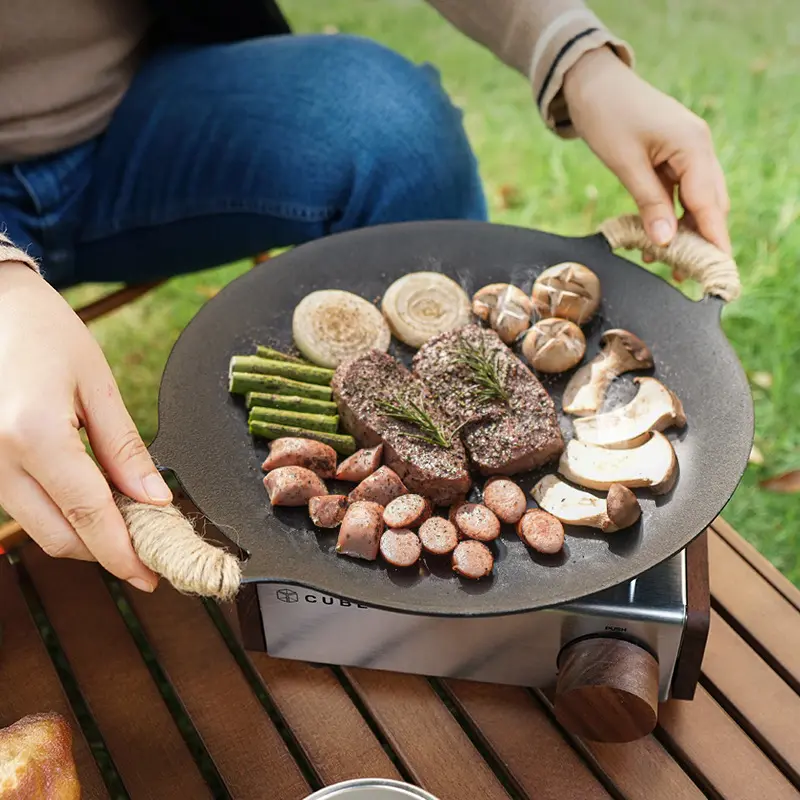 Placa de parrilla para acampar al aire libre, placa de barbacoa coreana, olla de carne para barbacoa, placa de barbacoa, freír piedra médica