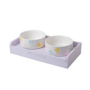 Bol en céramique pour chat, double, surélevé, antidérapant, anti-renversement, pour nourriture et eau pour chats - Product Image 3