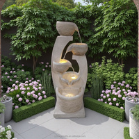 Fuente de Agua Artificial de 4 Niveles con Luces LED, Elegante, para Interiores y Exteriores, Jardín, 2026