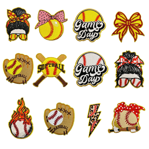 Parches Bordados Termoadhesivos de Béisbol y Sóftbol con Diseños de Día de Partido para Ropa, Gorras y Bolsos - Product Image 1