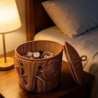 Boîte de rangement pour jouets d'enfants en rotin tressé à la main, style dessin animé, idéale pour les chambres d'enfants, les chambres à coucher, la décoration intérieure et le rangement de la crèche