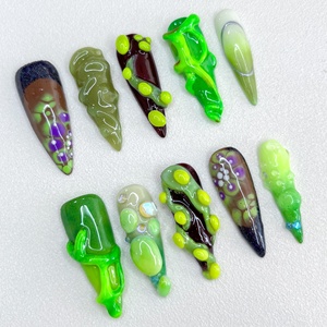 Nouveau imprimé léopard métal mode manucure à la main portant peint à la main personnalité Nail Art Design <span class=keywords><strong>Original</strong></span> <span class=keywords><strong>faux</strong></span> presse sur les ongles - Product Image 5