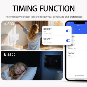 Interruptores táctiles WIFI serie US Wall Smart Light 2 Gang interruptores retroiluminación LED azul Sensor de cristal pantalla Tuya APP interruptores americanos - Product Image 5