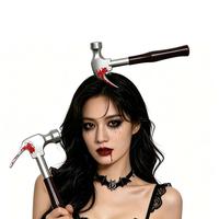 Accessoires d'Halloween : Couteau de squelette, Scie de zombie, Bandeau tête de zombie, Hache en plastique – Idéal pour les fêtes effrayantes et les farces.