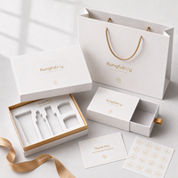 Coffrets cosmétiques personnalisés avec étiquette privée, boîte rigide blanche avec couvercle et base, estampillée à chaud, avec insert en EVA, pour coffret cadeau de soins de la peau