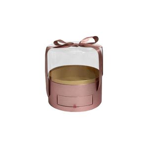 Luxury Portable Acrylic Flower Gift Box Round Flower Box Rose Floral Drawer <b>Window</b> Box - Product Image 1