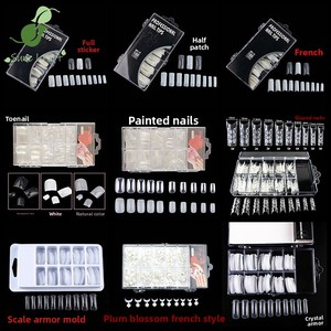 <span class=keywords><strong>Faux</strong></span> Ongles Nail Art – Série 100 Pièces en Boîte – Couverture Complète Style Français – Ongles en Verre Peints – Ongles en Cristal – Amande et Stiletto - Product Image 1