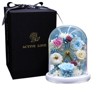 Cielo Ruota Modello di Fiore Conservato Rosa In Cupola di Vetro Con Luci Per San Valentino Regali Di Natale - Product Image 6