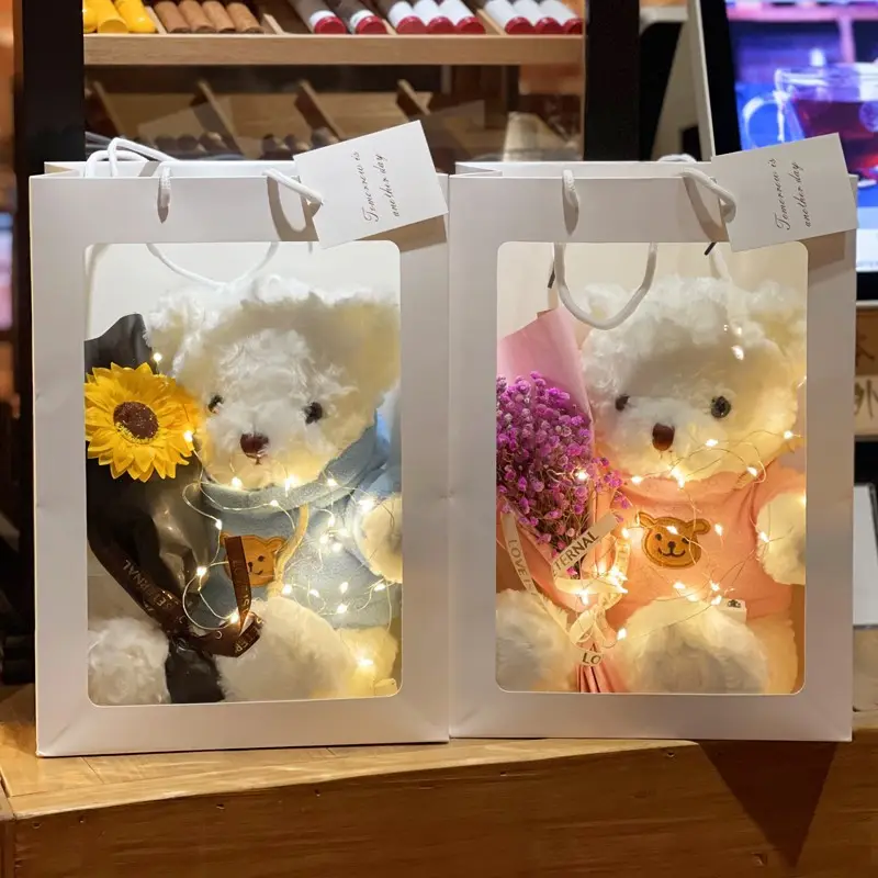선물 상자 곰 인형 인형 테디 베어 봉제 장난감 생일 선물을 보내는 Tanabata 발렌타인 데이 선물
