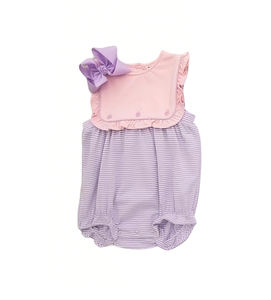 Combinaison sans manches en coton et élasthanne à rayures orange pour bébé fille, SR3943, sur mesure, vente en gros - Product Image 4