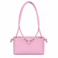 Tas Selempang Motif Anyaman Warna Pink Mawar Trendi, Kulit Sapi Lembut, Tas Tangan Kasual Elegan untuk Pesta Pernikahan Prom
