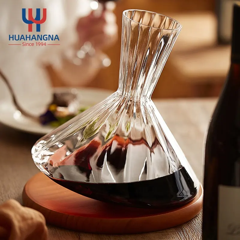 1500 мл крутящийся Хрустальный графин для красного вина ручной работы с деревянной основой в подарочной коробке