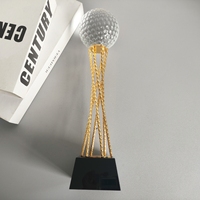 Honneur de Crystal Sports Event Metal Soccer Basket Golf Globe Ball avec tour en métal Crystal Ball Trophy Award for Souvenir