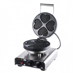 Kitchbox Industrial Comercial de acero inoxidable Corazón Waffle Maker con revestimiento antiadherente Temporizador 1 Waffle en 3 minutos - Product Image 1