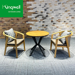 Chất lượng tốt nhất ngoài trời Vườn Patio Gỗ Tếch ăn uống đặt vòng Bàn và ghế dệt với PE mây cho khách sạn - Product Image 6