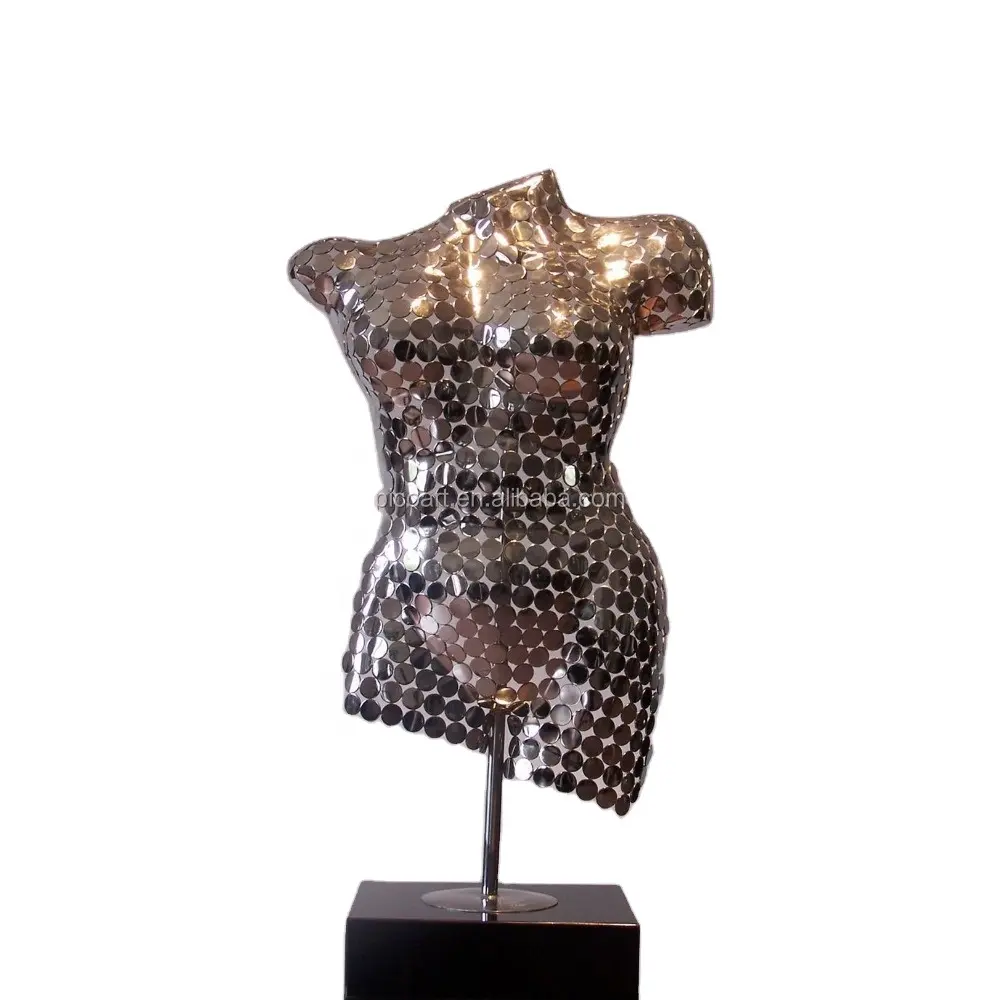 Acciaio Inossidabile lucidato Donna Nuda Corpo In Bronzo Scultura