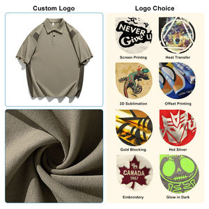Polo assorti de couleurs, col montant ample, broderie personnalisée, impression de logo, polos vierges, t-shirts unisexes oversize pour couple - Product Image 4