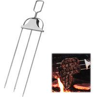 Brochettes plates à 3 pointes en acier inoxydable avec glissière et sac de rangement réutilisable pour barbecue